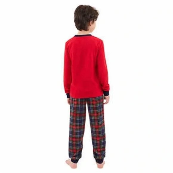 NWT Eddie Bauer Christmas Holiday Moose Flannel Pajama Set Red Kids 10 - Picture 2 of 8